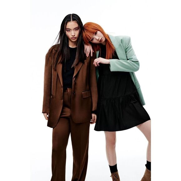 ZARA Blazer Flowy Viscose Linen Blend Pockets New - Picture 9 of 10